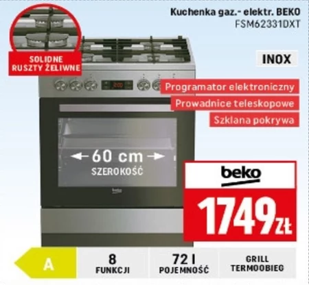 Kuchenka gazowo-elektryczna Beko