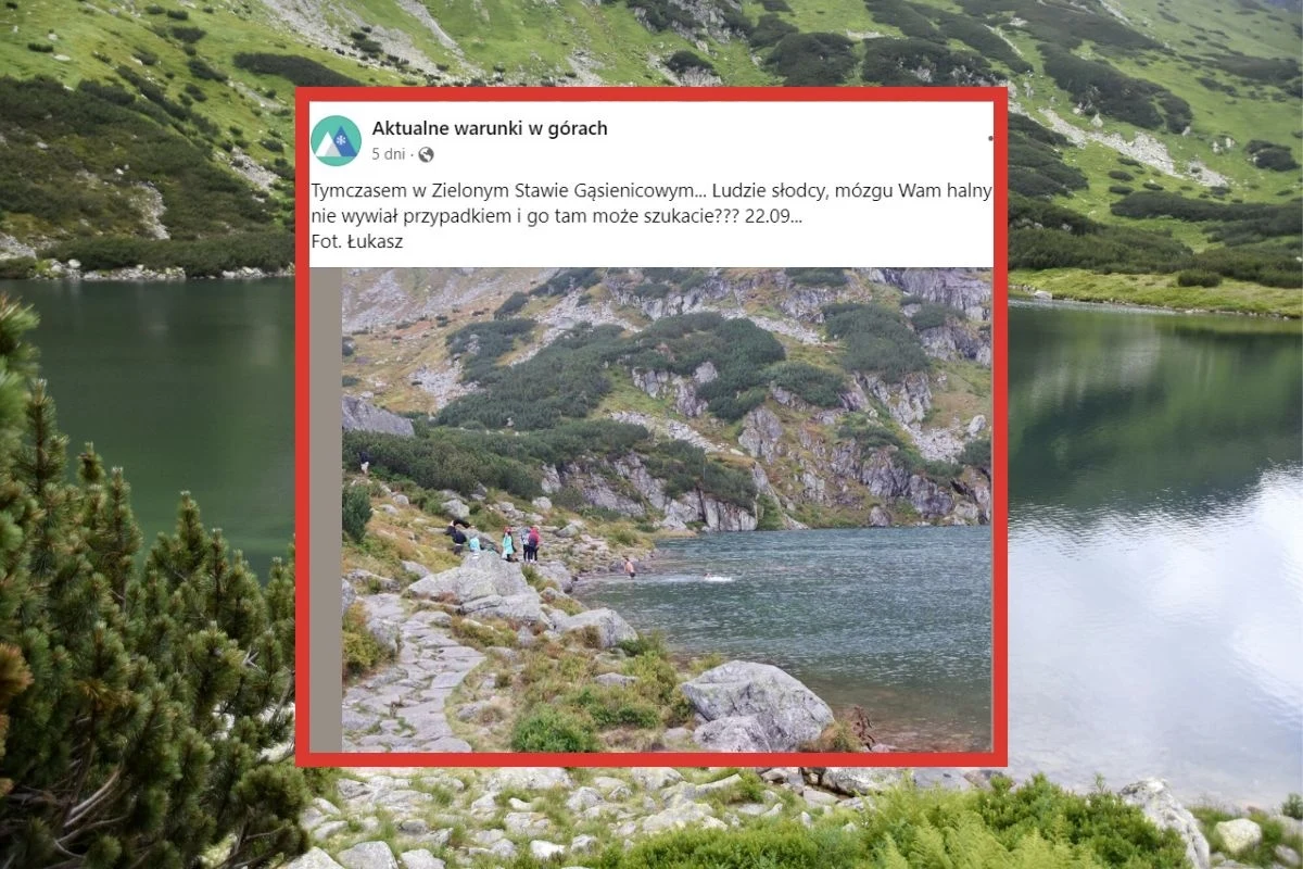 Kilka dni temu turyści mimo zakazu postanowili wykąpać się w jednym z tatrzańskich stawów. Zdjęcie obiegło internet Kilka dni temu turyści mimo zakazu postanowili wykąpać się w jednym z tatrzańskich stawów. Zdjęcie obiegło internet