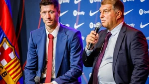 Robert Lewandowski i Joan Laporta. FC Barcelona