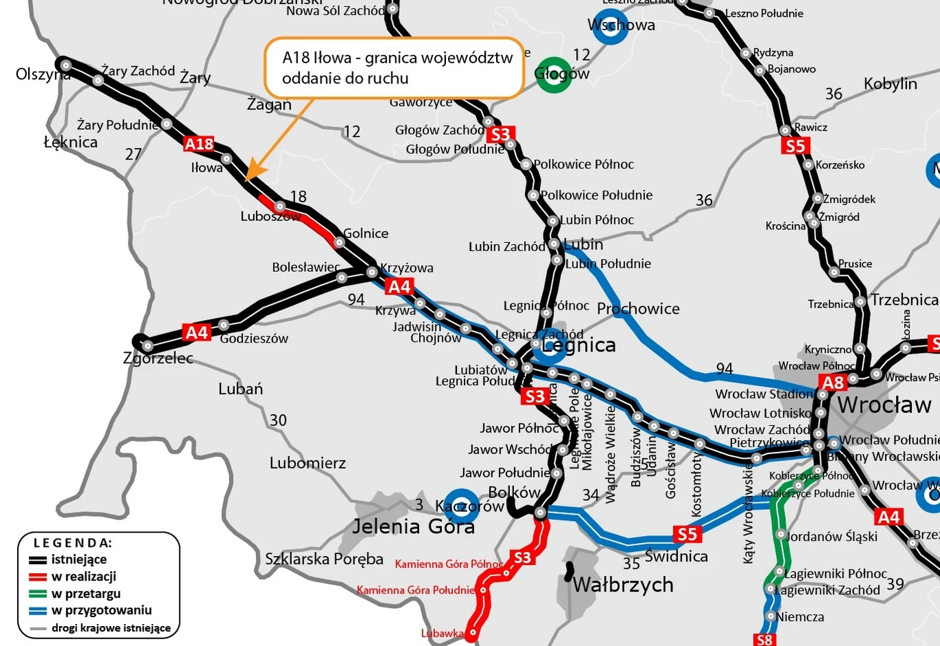 Do użytku został oddany kolejny, 16,2-kilometrowy fragment autostrady A18.