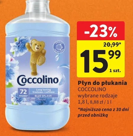 Coccolino Blue Splash Płyn do płukania tkanin koncentrat 1800 ml (72 prania)