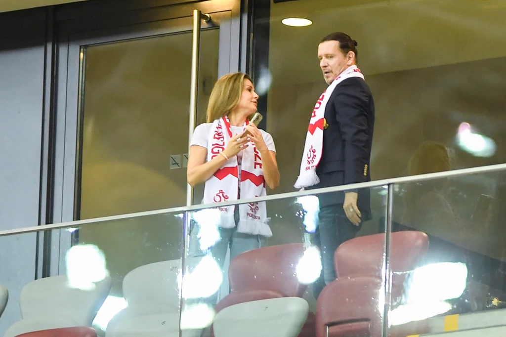 Radosław Majdan i Małgorzata Rozenek-Majdan na meczu reprezentacji Polski