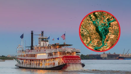 Poziom wody na rzece Missisipi robi się niebezpiecznie niski. Okazuje się, że pomocne w tym przypadku może być El Niño. W miniaturze: zdjęcie rzeki z satelity. Zdjęcia ilustracyjne