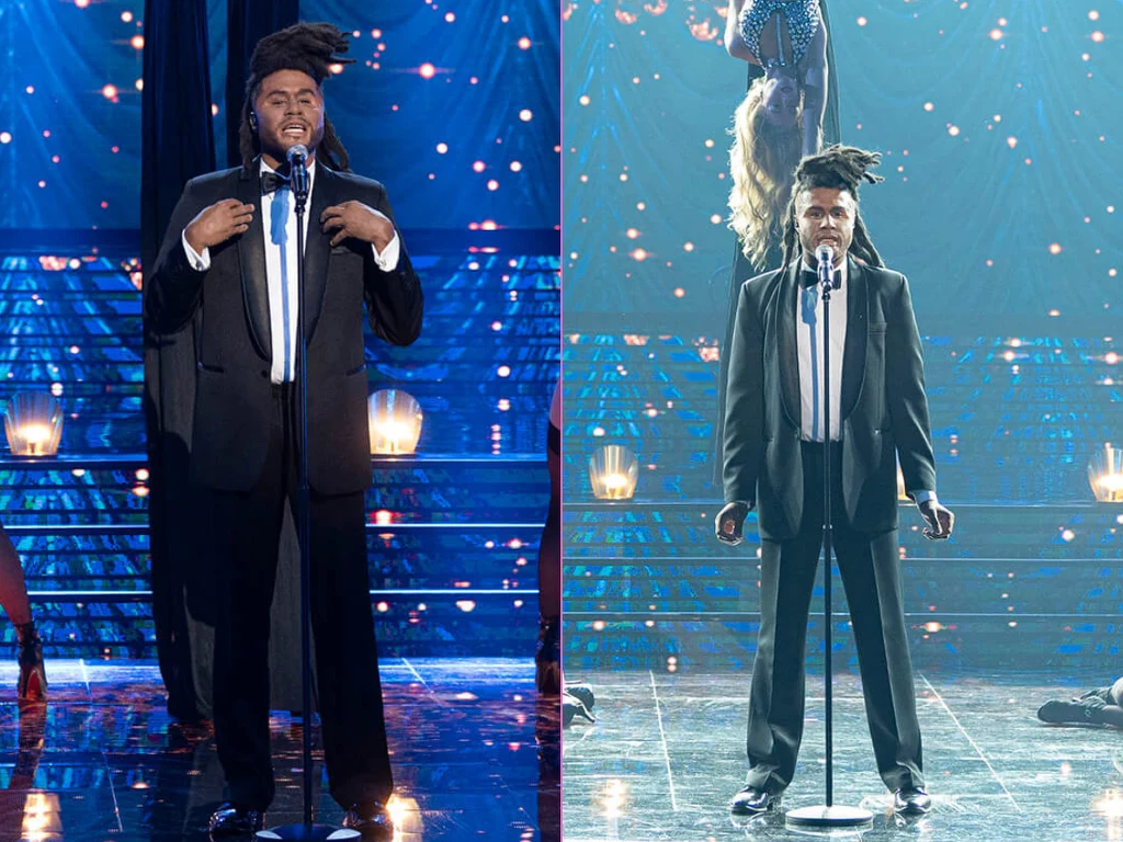 "Twoja Twarz Brzmi Znajomo". Nick Sincler jako "The Weekend" "Twoja Twarz Brzmi Znajomo". Nick Sincler jako "The Weekend"