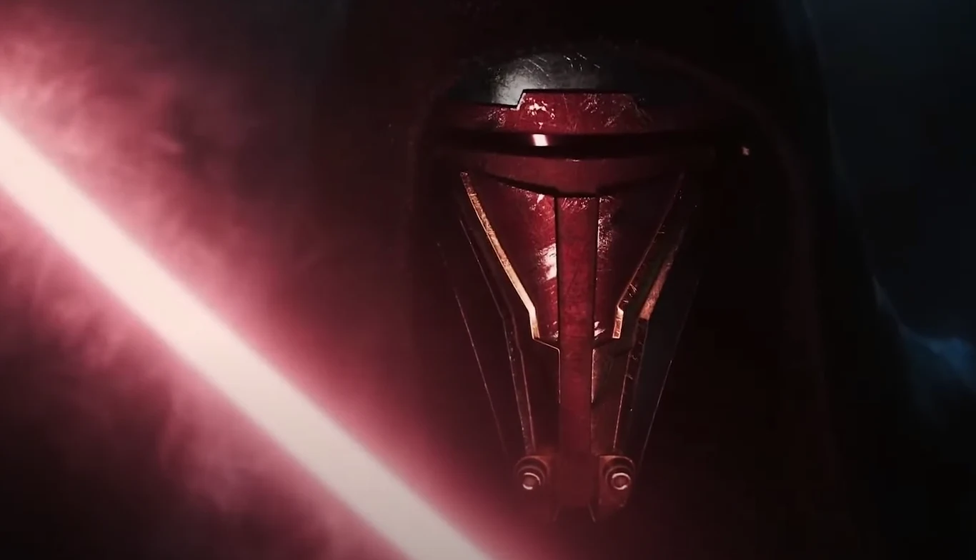 Star Wars KOTOR Remake Logo gry Star Wars: Knights of the Old Republic Remake na tle ciemnego ekranu.