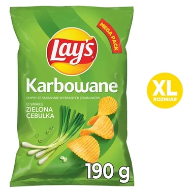 Lay's Max Chipsy ziemniaczane karbowane o smaku zielonej cebulki 190 g - 0