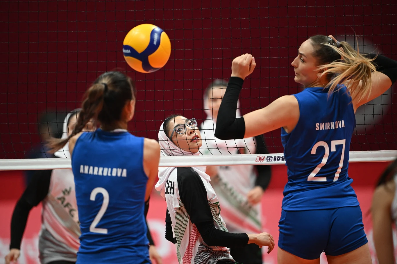 Kadr z meczu Afganistan - Kazachstan