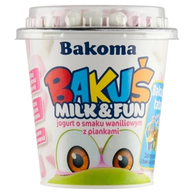 Bakoma Bakuś Milk & Fun Jogurt o smaku waniliowym z piankami 128 g - 1