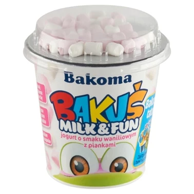 Bakoma Bakuś Milk & Fun Jogurt o smaku waniliowym z piankami 128 g - 0