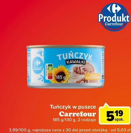 Tuńczyk w puszce Carrefour