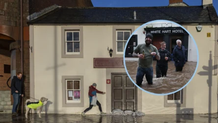 Zalane ulice Dumfries w Szkocji. Miejscowość od XIX wieku doświadczyła już ponad 200 podtopień. Mieszkańcy muszą sobie radzić z częstymi podtopieniami