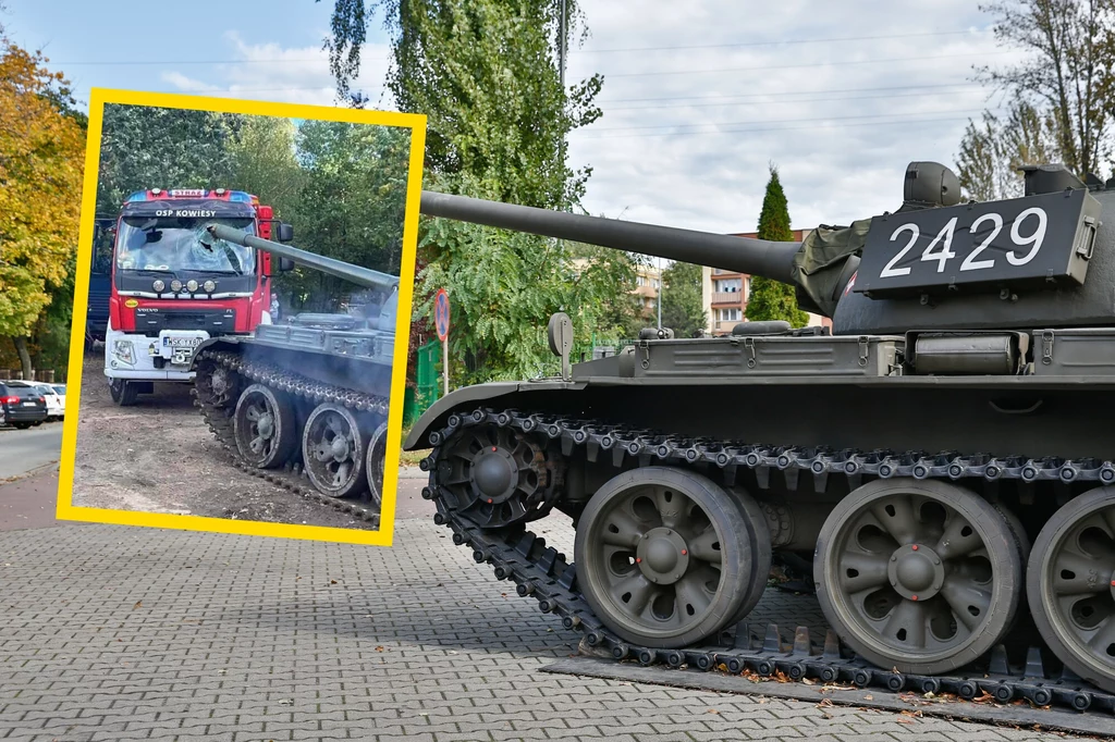 Na pikniku historycznym czołg T-55 wjechał w wóz strażacki