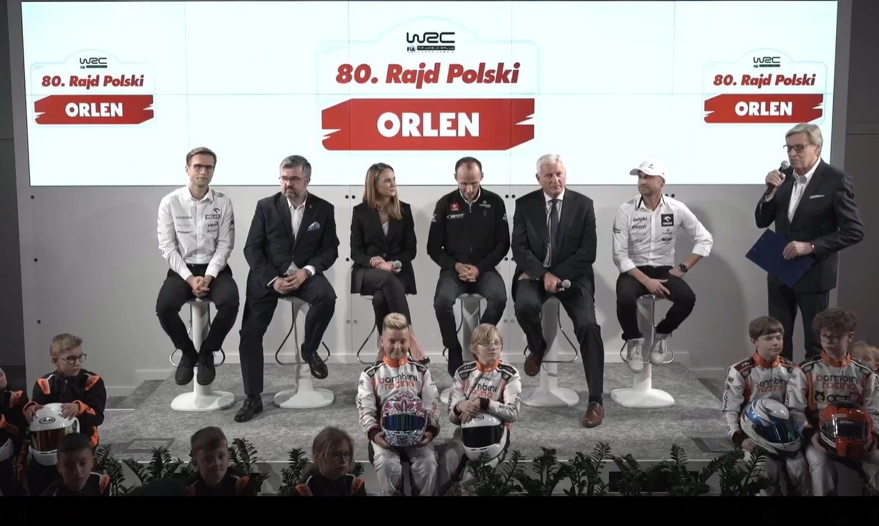 Konferencja Orlenu na temat 80. Rajdu Polski z udziałem Roberta Kubicy, Kajetana Kajetanowicza i Mikołaja Marczyka /screen: Konderencja Orlen Team Konferencja Orlenu na temat 80. Rajdu Polski z udziałem Roberta Kubicy, Kajetana Kajetanowicza i Mikołaja Marczyka /screen: Konderencja Orlen Team