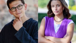 Ignacy Liss i Julia Wieniawa na planie drugiego sezonu serialu "Teściowie"