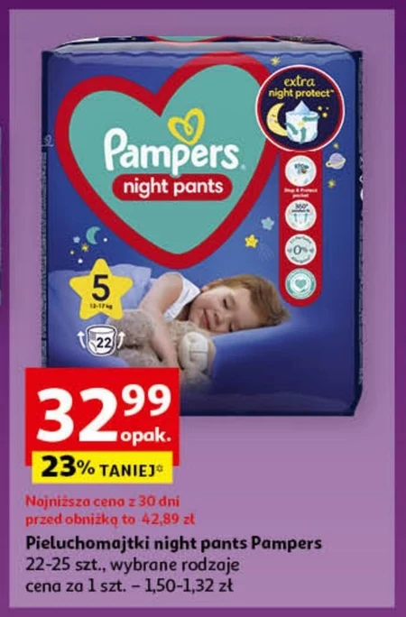 Pampers Night Pants Pieluchomajtki rozmiar 5, 22 pieluszek, 11kg-17kg