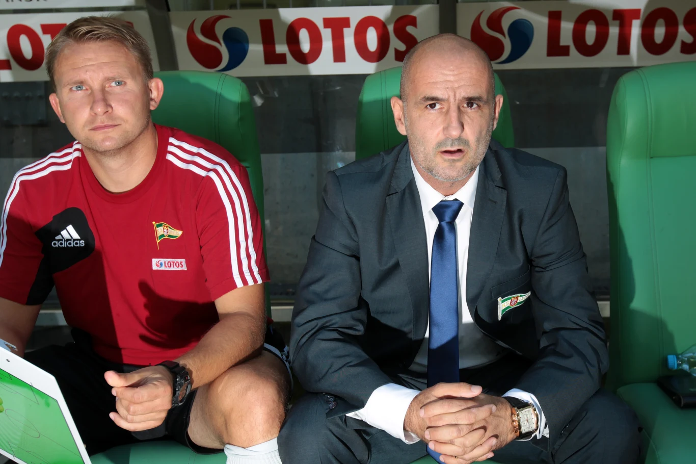 Trenerzy Michał Probierz i Krzysztof Brede podczas wspólnej pracy w Lechii Gdańsk Trenerzy Michał Probierz i Krzysztof Brede podczas wspólnej pracy w Lechii Gdańsk