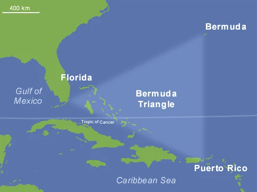 Trójkąt Bermudzki rozciąga się od Bermudów, Puerto Rico i Miami