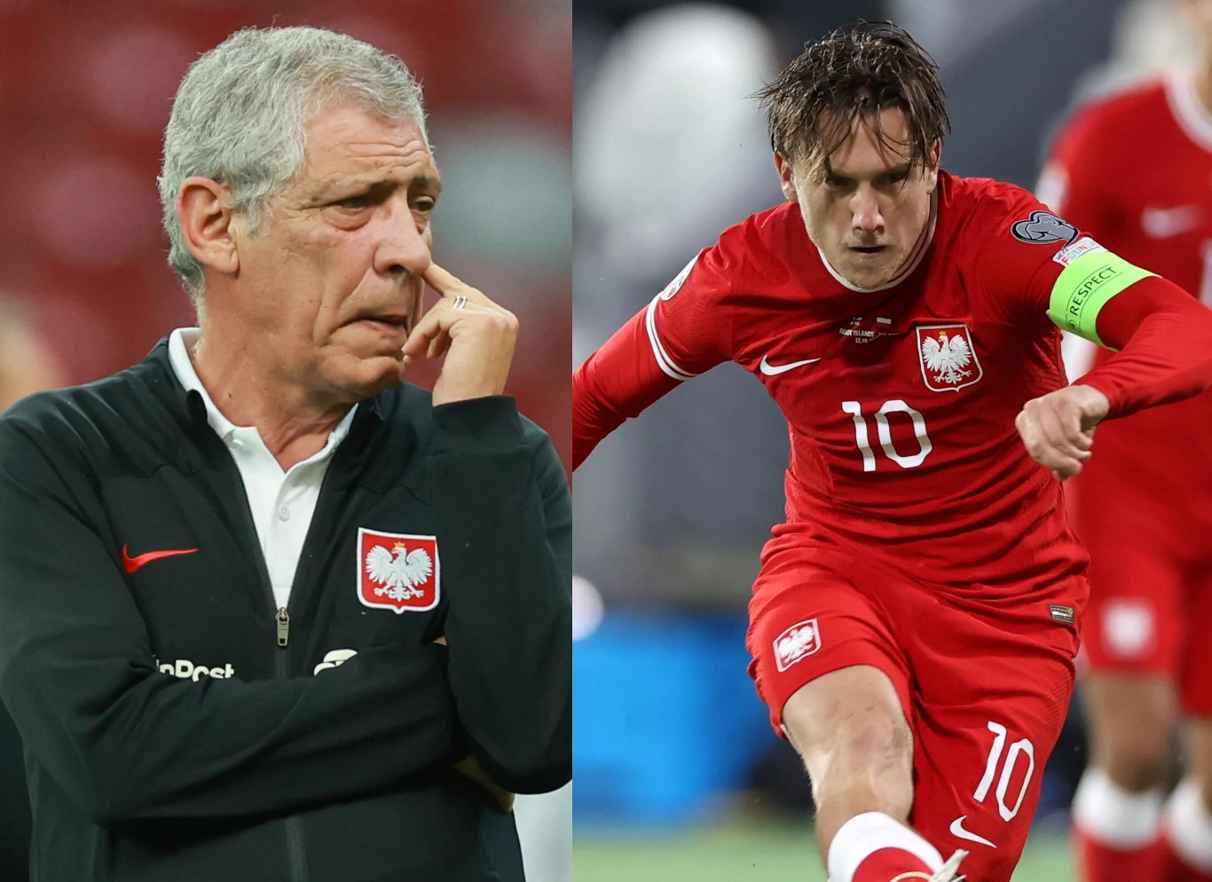 Reprezentacja Polski. Na zdjęciu były selekcjoner Fernando Santos oraz tymczasowy kapitan "Biało-Czerwonych" - Piotr Zieliński Reprezentacja Polski. Na zdjęciu były selekcjoner Fernando Santos oraz tymczasowy kapitan "Biało-Czerwonych" - Piotr Zieliński