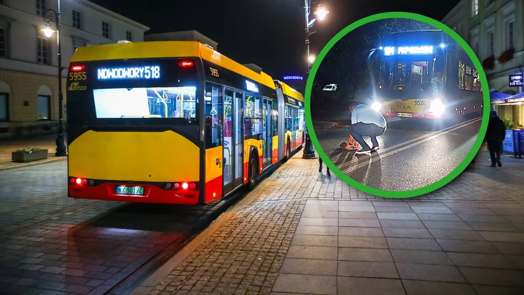 Nagranie opublikowane przez MZA Warszawa pokazuje kierowcę autobusu, który na chwilę wstrzymał ruch, aby pomóc jeżowi przejść przez jezdnię