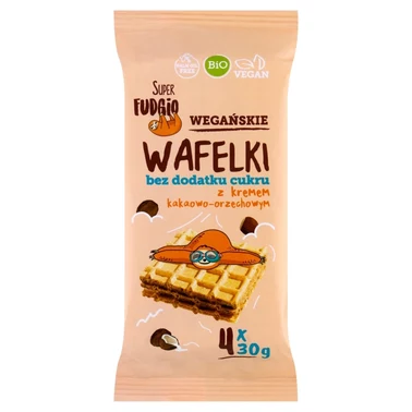 Super Fudgio Wegańskie wafelki bez dodatku cukru z kremem kakaowo-orzechowym 120 g (4 x 30 g) - 0