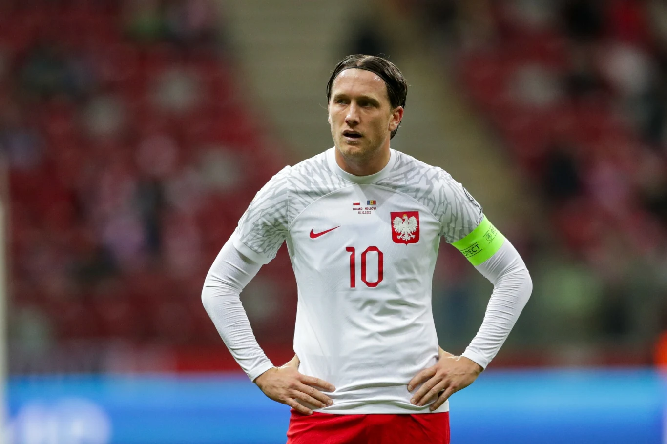 Reprezentacja Polski. Na zdjęciu kapitan Piotr Zieliński w meczu Polska - Mołdawia