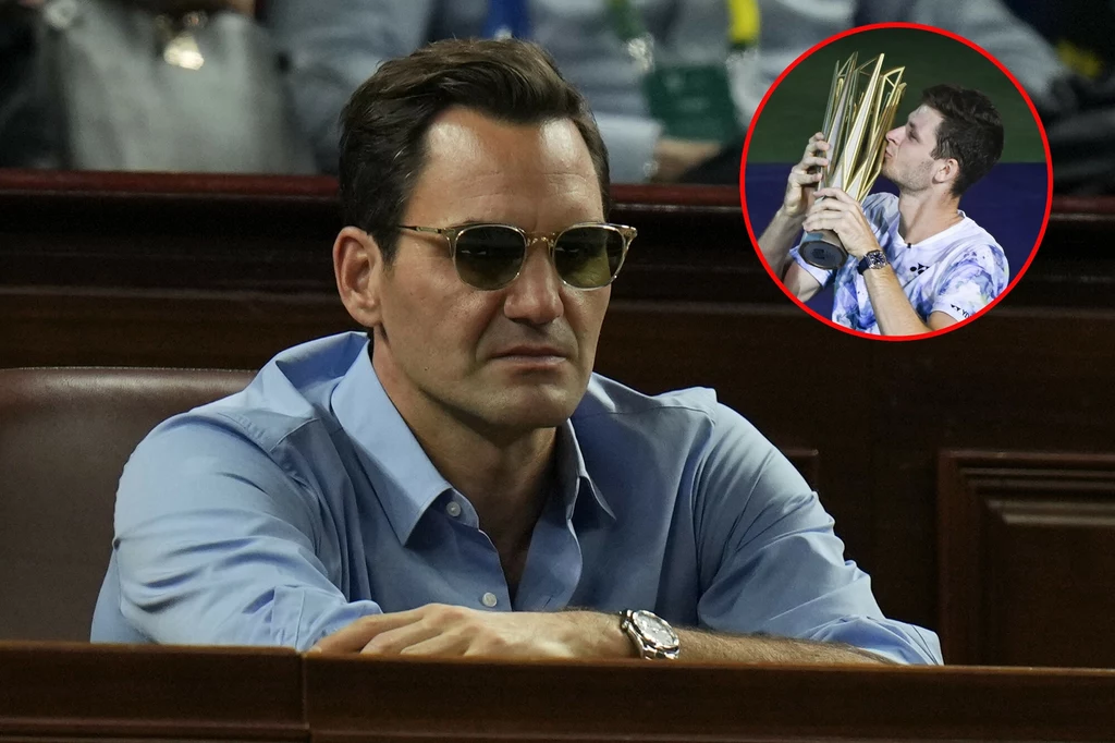 Roger Federer i Hubert Hurkacz w kółeczku Roger Federer i Hubert Hurkacz w kółeczku
