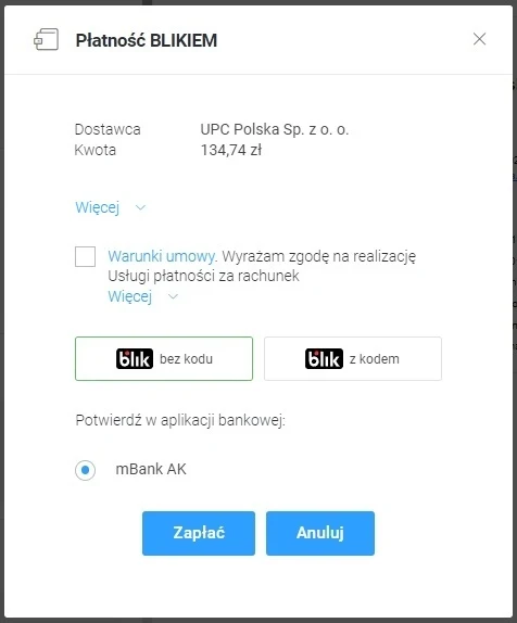 Płatność BLIK Płatność BLIK