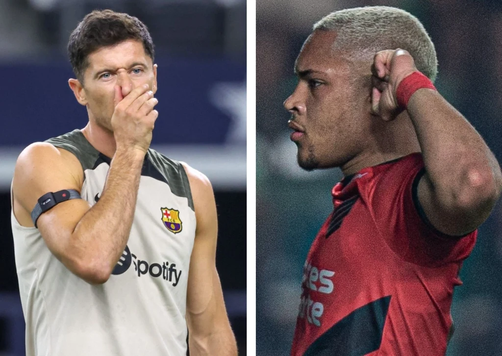 Robert Lewandowski i Vitor Roque Robert Lewandowski i Vitor Roque