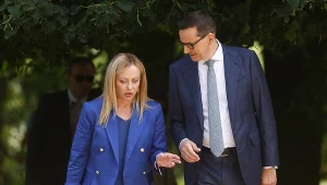 Giorgia Meloni i Mateusz Morawiecki w Warszawie, lipiec 2023 r.