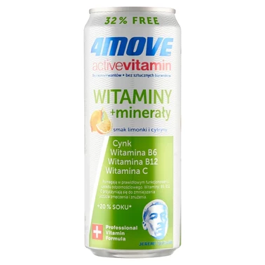 4Move Active Vitamin Gazowany napój smak limonki i cytryny 330 ml - 1