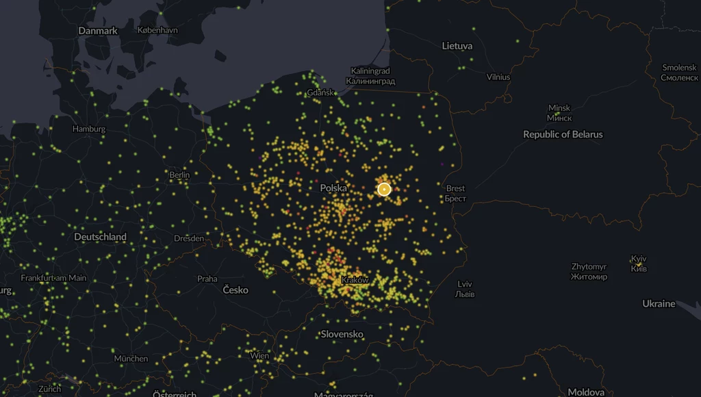 W czwartek rano Polska znów była żółtą plamą na mapie smogu w Europie. Rekordziści przekroczyli normy o ponad 1000 proc.