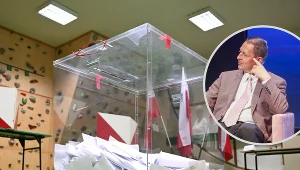 Lokal wyborczy. W ramce Grzegorz Kita, ekspert w zakresie marketingu i konsultingu sportowego