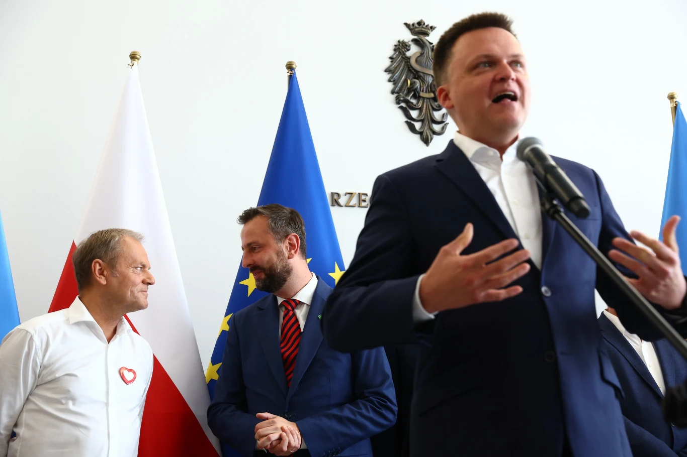 Donald Tusk, Władysław Kosiniak-Kamysz i Szymon Hołownia Donald Tusk, Władysław Kosiniak-Kamysz i Szymon Hołownia