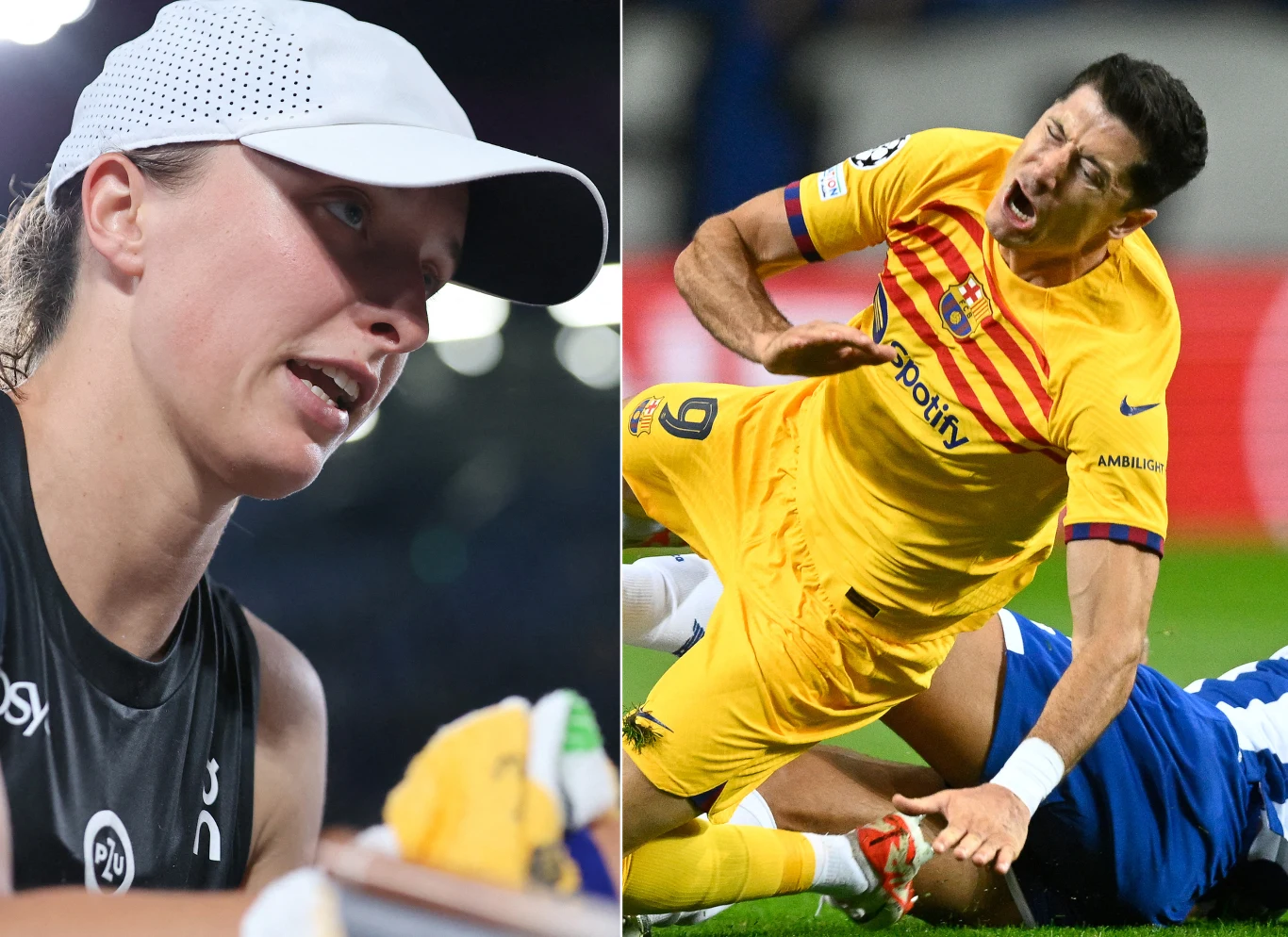 Na zdjęciu polska tenisistka - wiceliderka rankingu Iga Świątek oraz snajper FC Barcelona i reprezentacji Polski - Robert Lewandowski