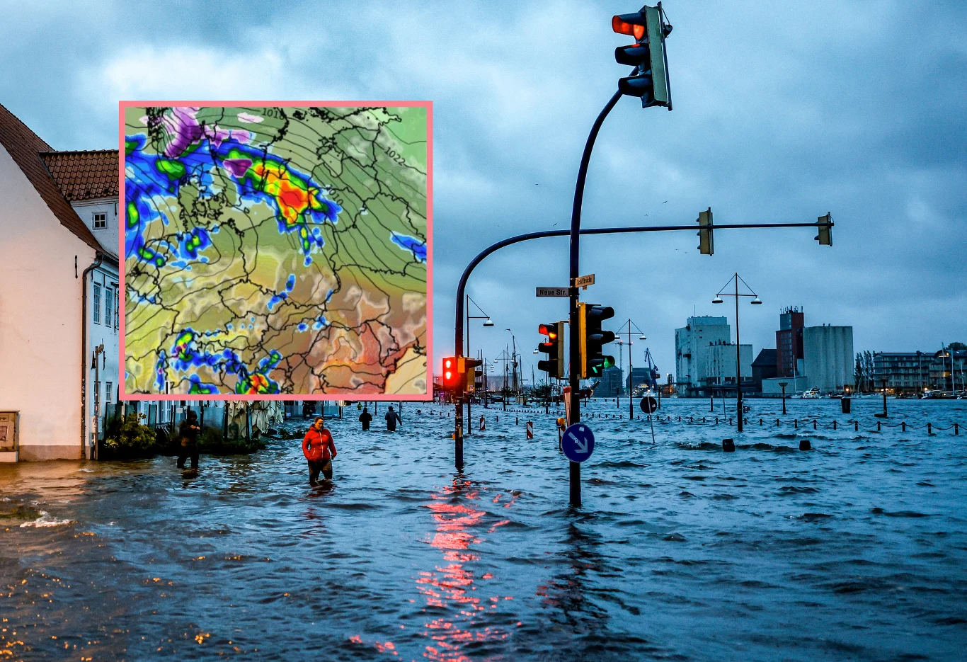 Potężny sztorm na Bałtyku spowodował wysokie fale. Zalana miejscowość Flensburg w Niemczech Potężny sztorm na Bałtyku spowodował wysokie fale. Zalana miejscowość Flensburg w Niemczech