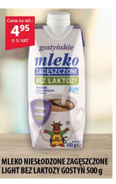 SM Gostyń Mleko gostyńskie zagęszczone bez laktozy niesłodzone lekkie 2,5 % 500 g