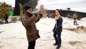 Matthew Vaughn i James McAvoy na planie filmu "X-Men: Pierwsza klasa" 