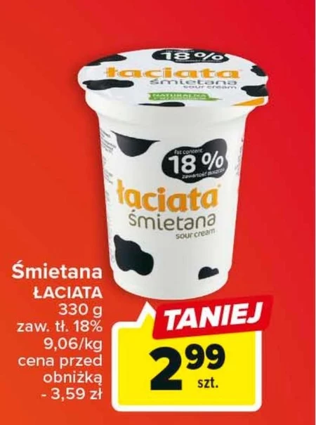 Łaciata Śmietana 18 % 330 g