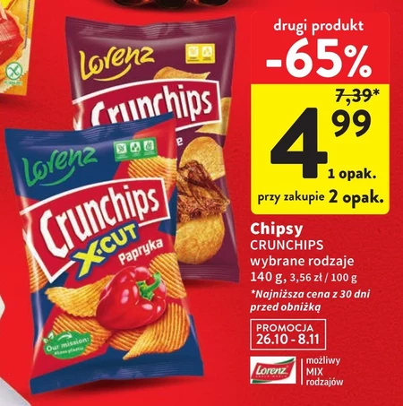 Crunchips X-Cut Chipsy ziemniaczane o smaku chakalaka 140 g