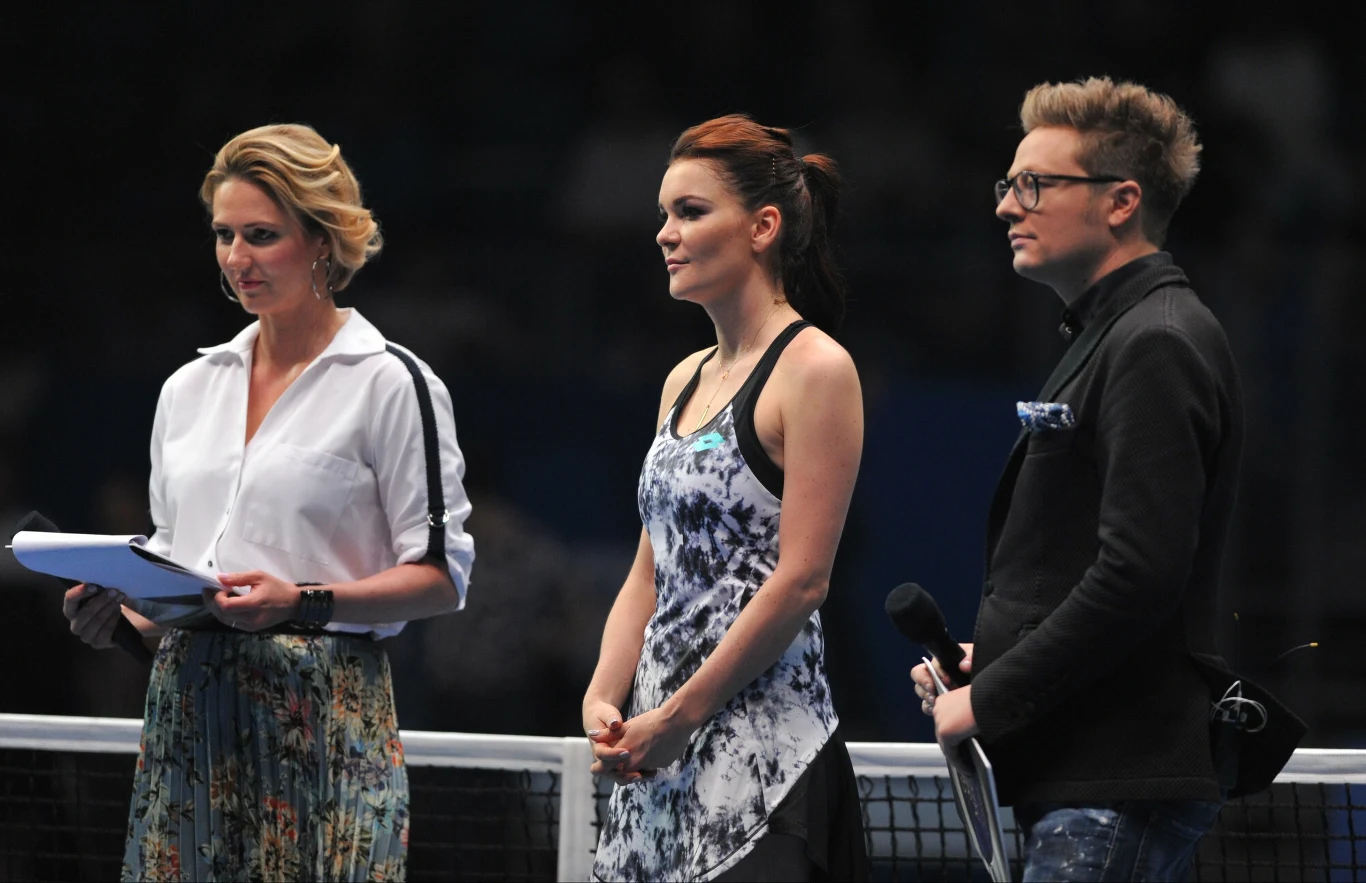 Joanna Sakowicz-Kostecka, Agnieszka Radwańska i Mateusz Szymkowiak podczas benefisu "Isi"