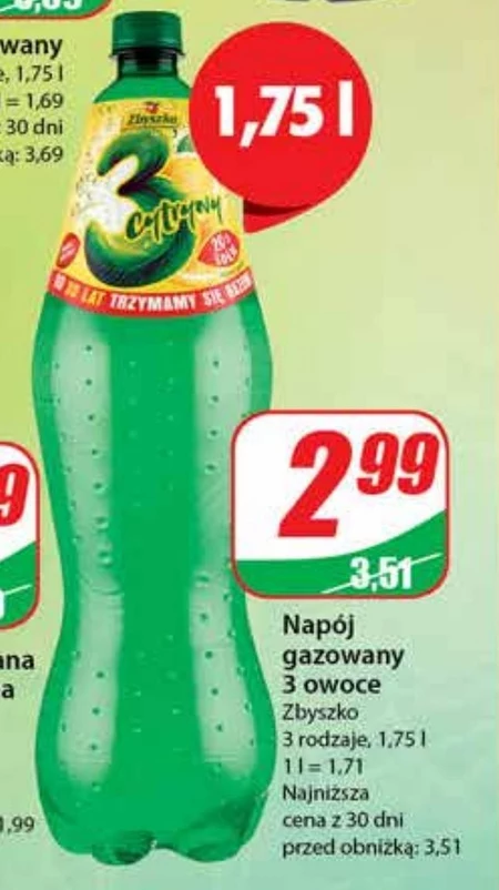 Zbyszko Napój gazowany 3 cytryny 1,75 l