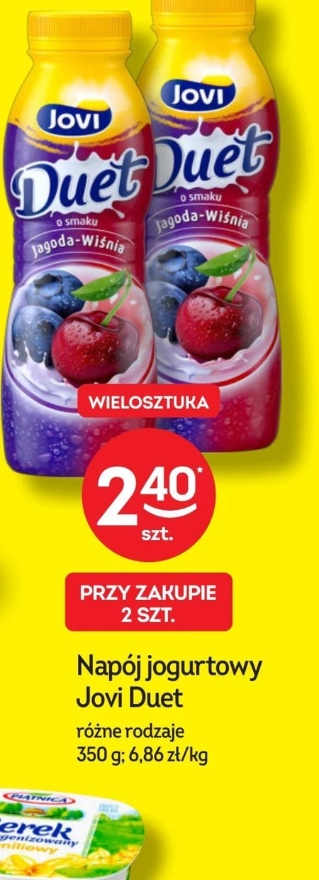 Jovi Duet Napój jogurtowy o smaku jagoda-wiśnia 350 g