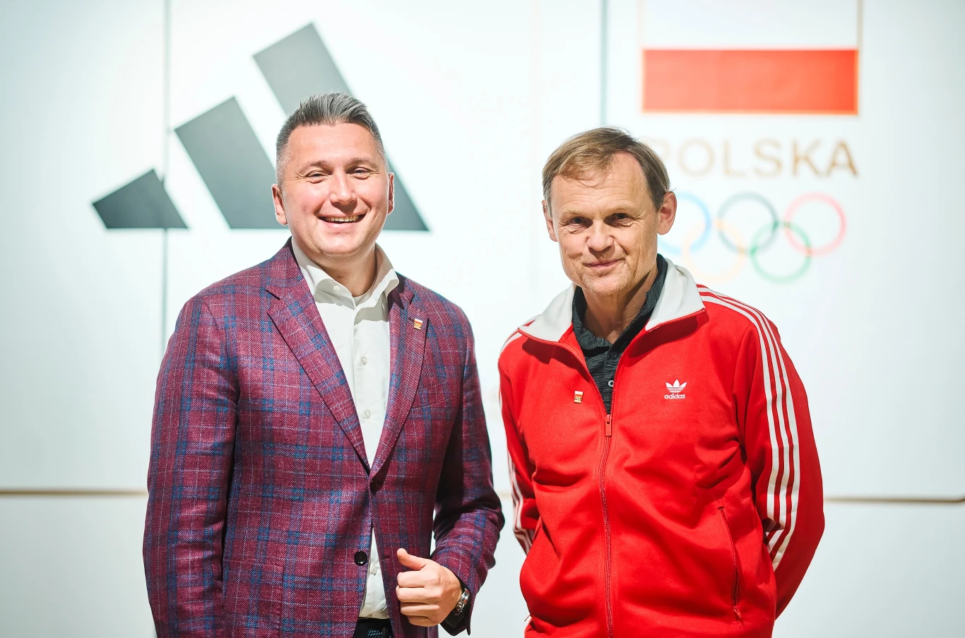 Prezes PKOl Radosław Piesiewicz i prezes firmy Adidas Bjoern Gulden