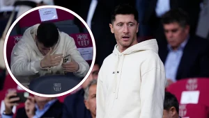 Robert Lewandowski podczas meczu Ligi Mistrzów FC Barcelona - Szachtar Donieck
