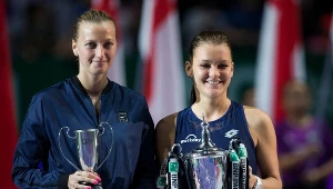 Agnieszka Radwańska i jej finałowa rywalka Petra Kvitova po ostatnim meczu WTA Finals 