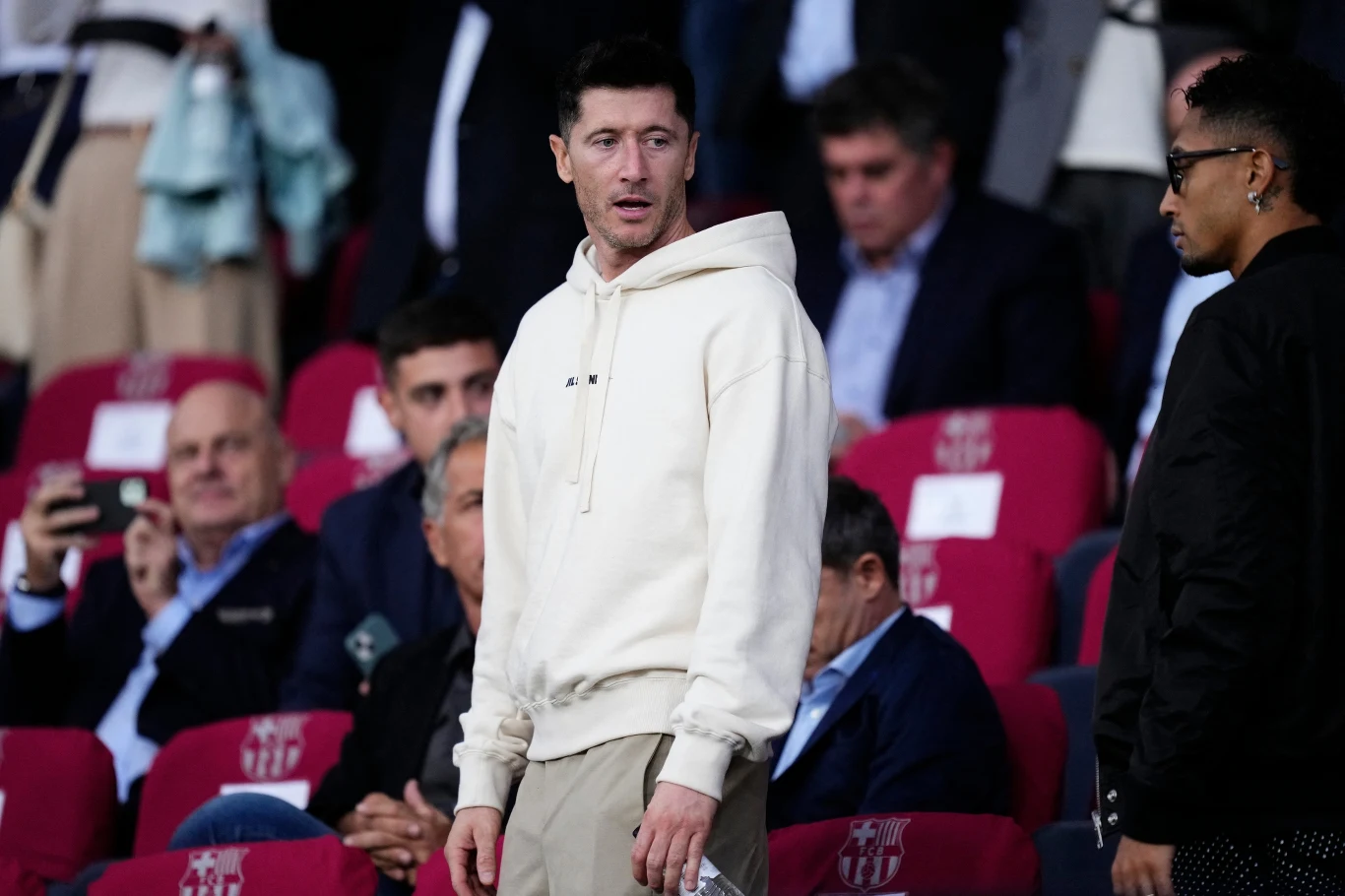 Robert Lewandowski na meczu FC Barcelona - Szachtar Donieck w Lidze Mistrzów