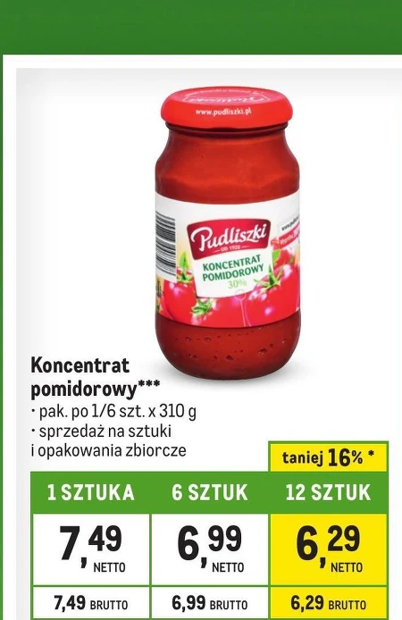 Pudliszki Koncentrat pomidorowy 310 g
