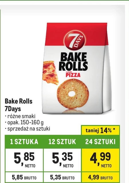 7 Days Bake Rolls Chrupki chlebowe o smaku pizzy 160 g