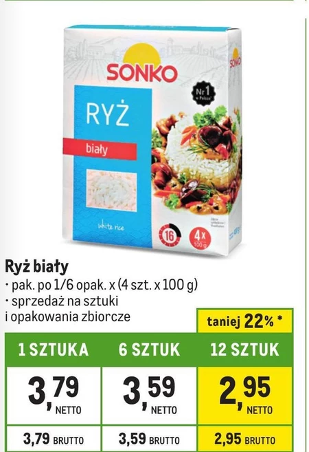 Sonko Ryż biały 500 g (4 x 125 g)