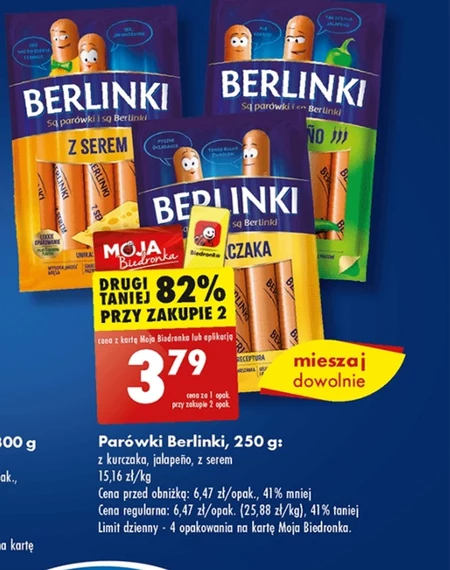 Berlinki Kiełbasa z serem 250 g